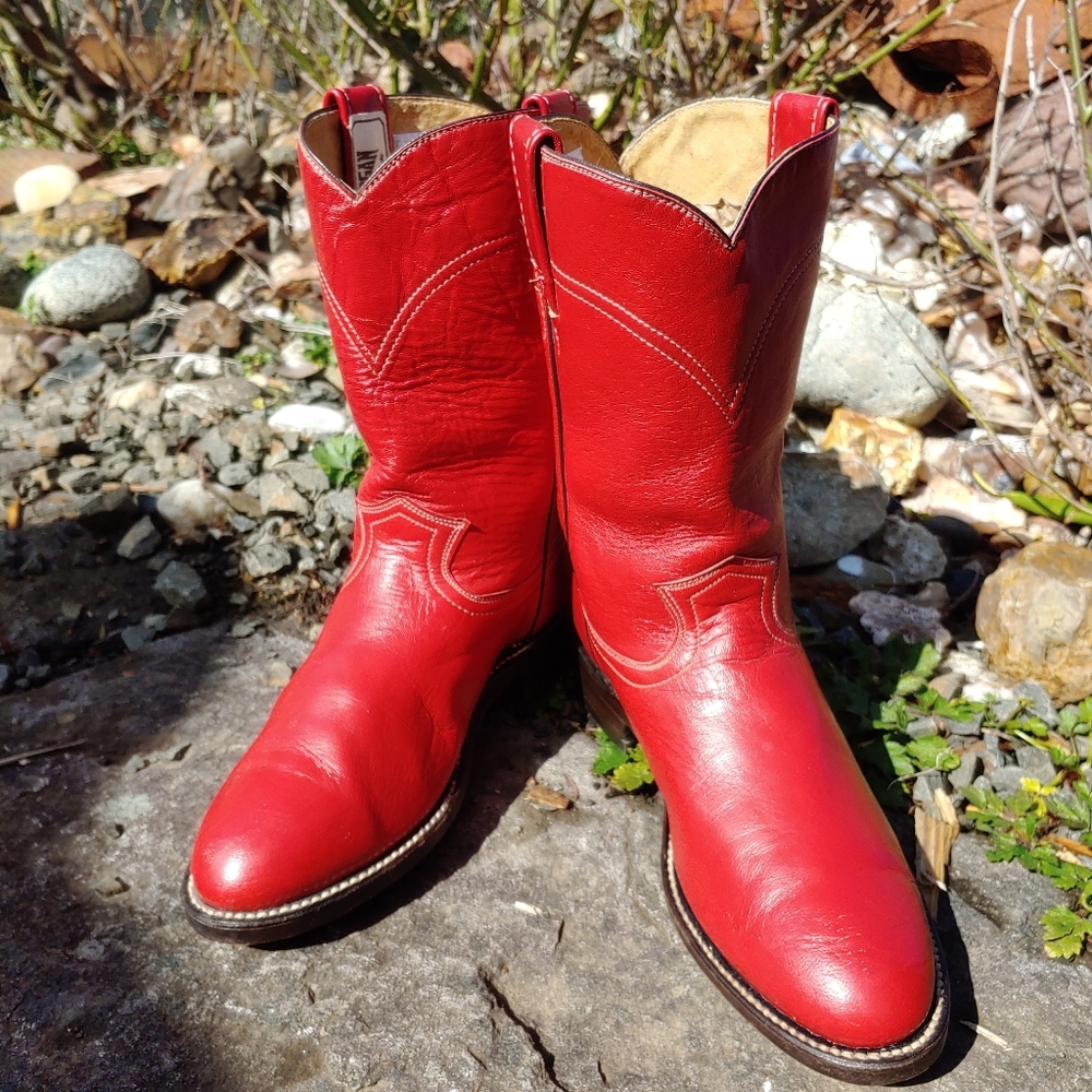 Vintage Red Cowgirl Cowboy Boots 6M